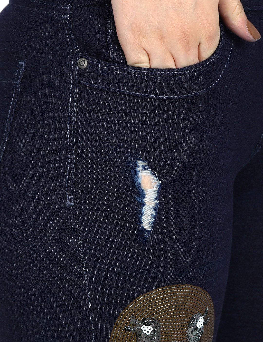 Kotty Women Blue Solid Regular Fit Denim Shorts