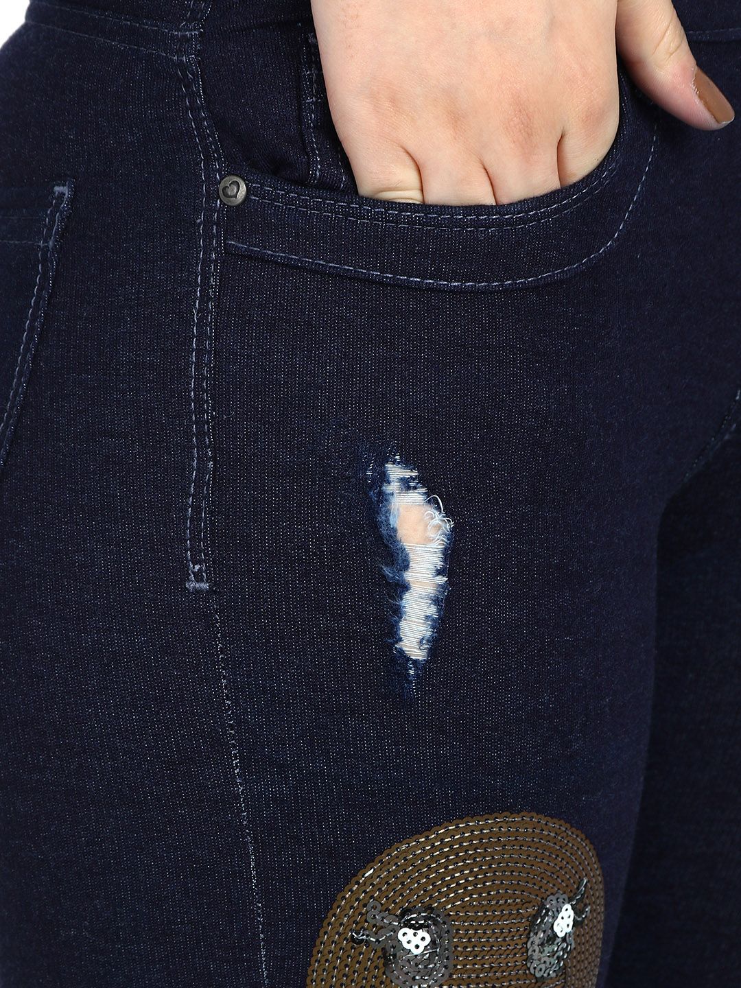 Kotty Women Blue Solid Regular Fit Denim Shorts