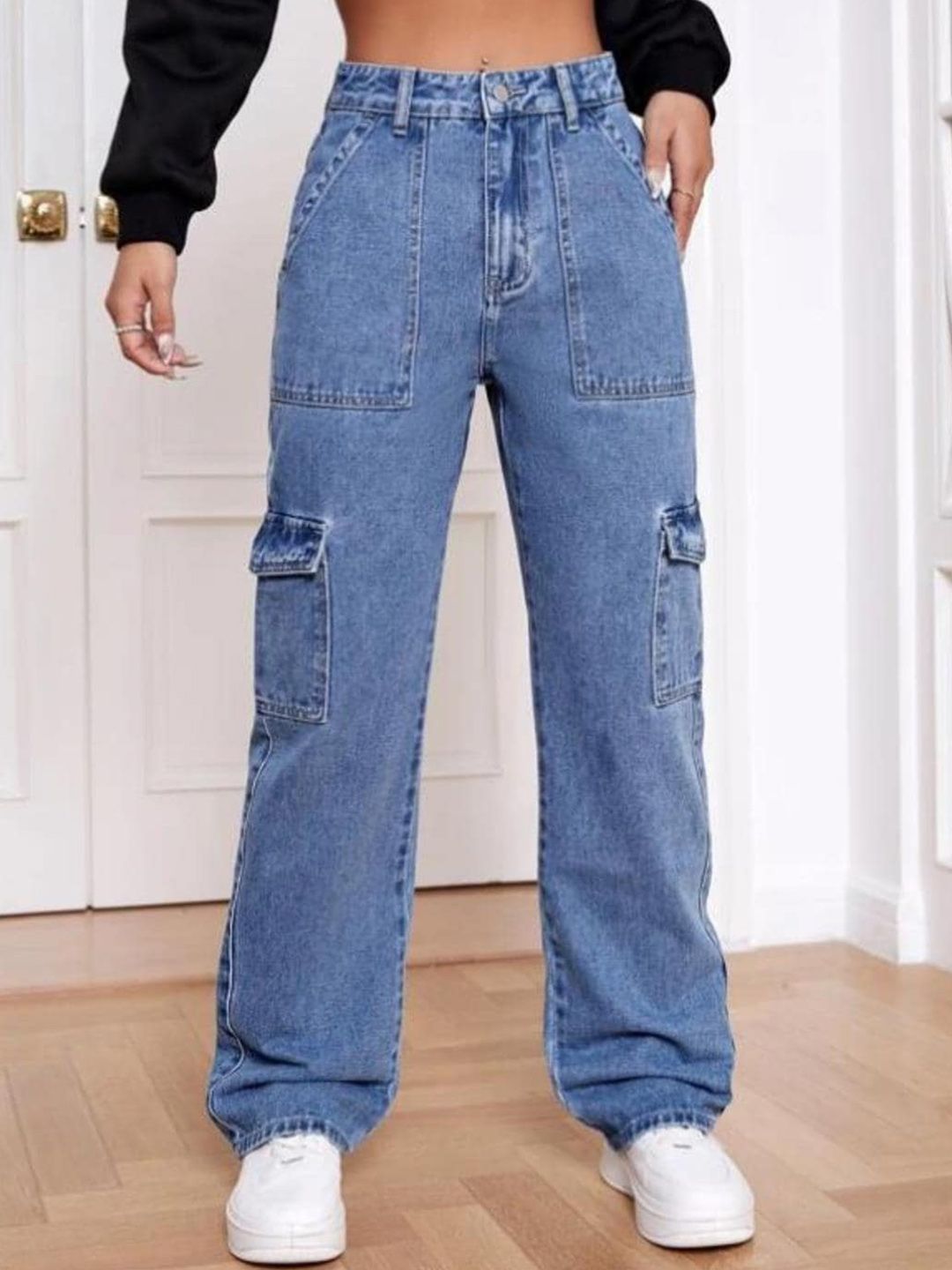 Kotty Women Jean Straight Fit High-Rise Clean Look Stretchable Cotton Jeans