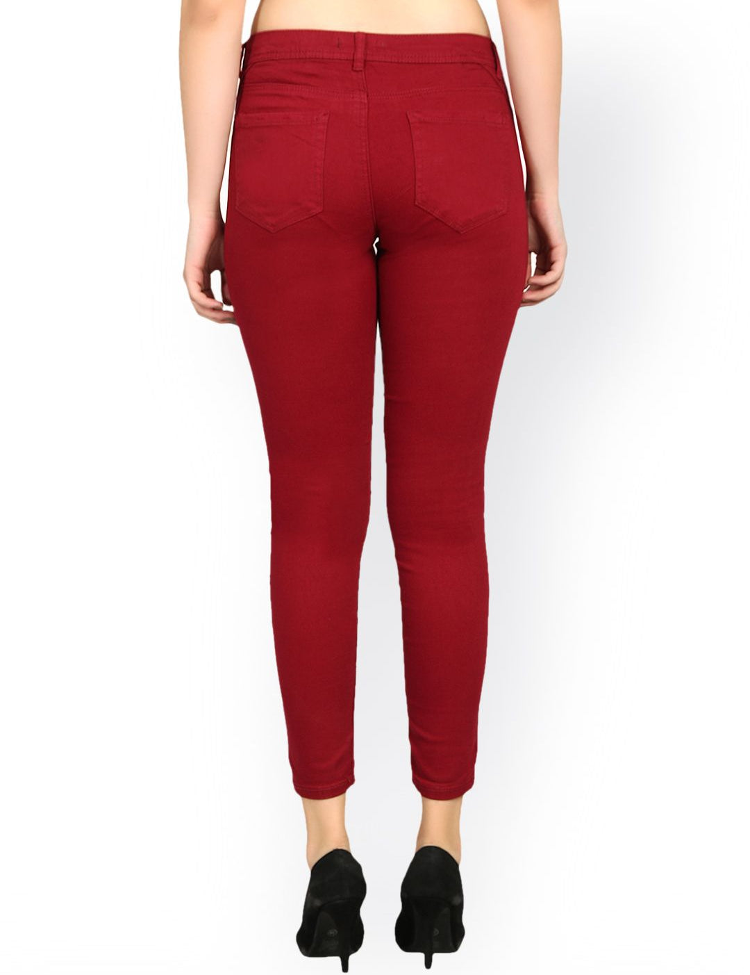Kotty Women Maroon Skinny Fit High-Rise Clean Look Stretchable Jeans