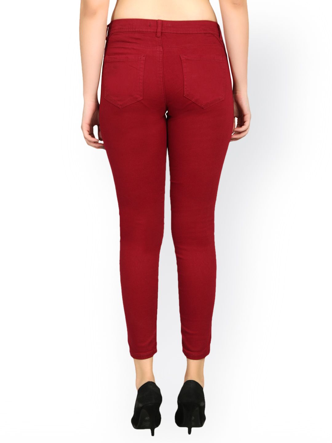 Kotty Women Maroon Skinny Fit High-Rise Clean Look Stretchable Jeans