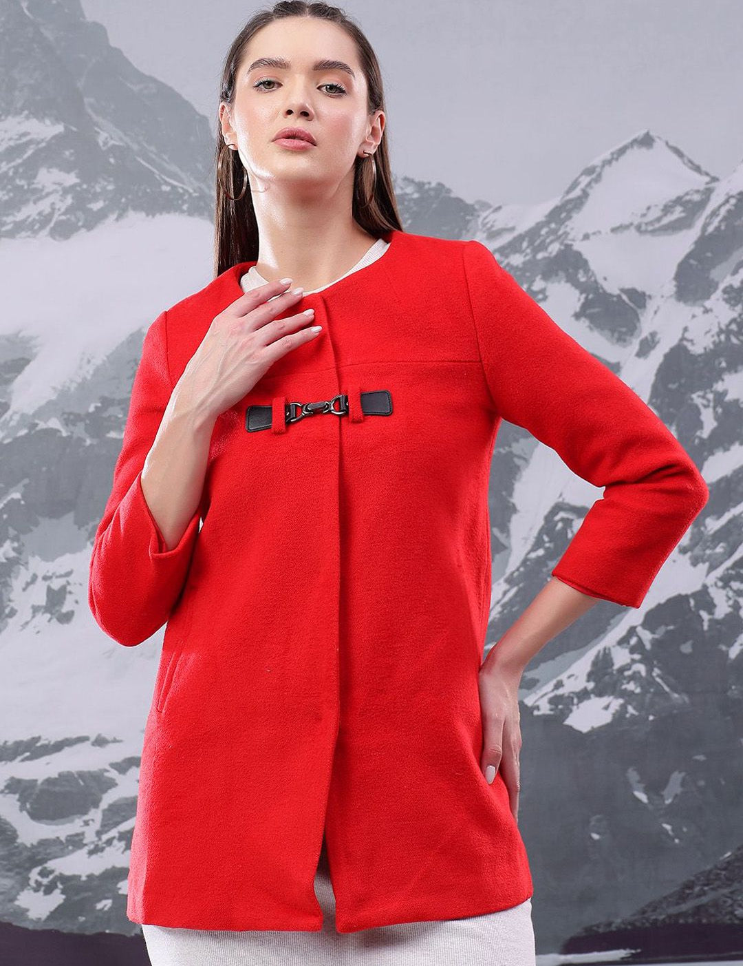 Kotty Women Mandarin Collar Single-Breasted Overcoat