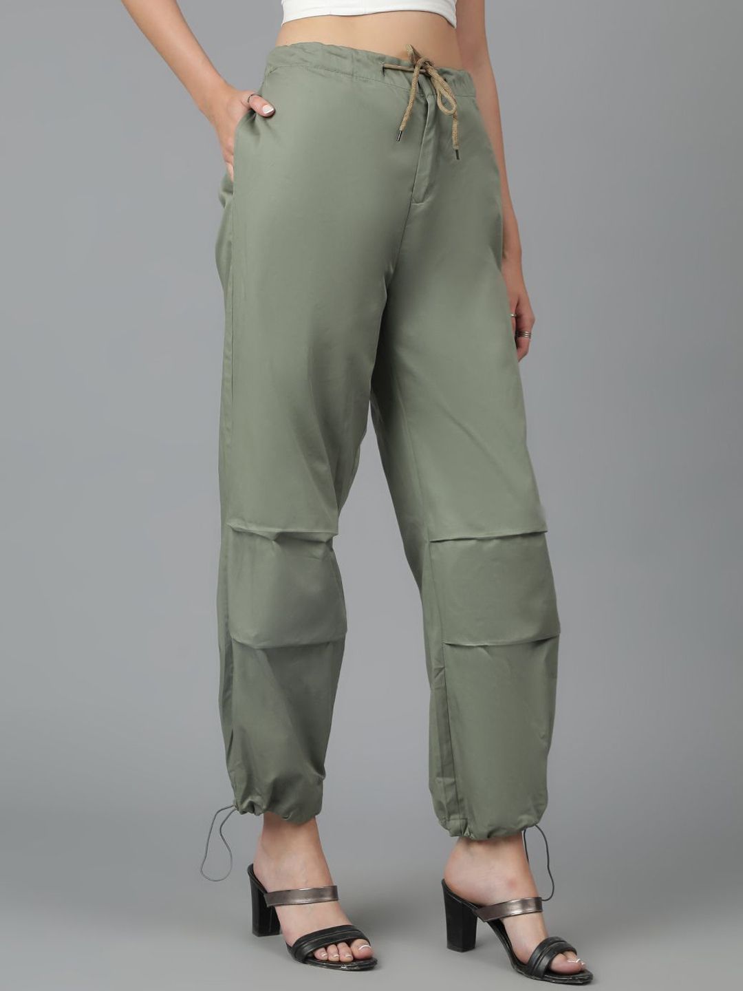 Kotty Women High-Rise Easy Wash Cotton Cargos Trousers