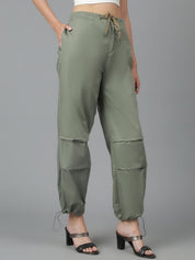Kotty Women High-Rise Easy Wash Cotton Cargos Trousers