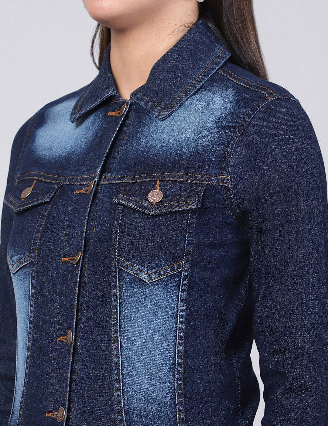 Kotty Women Washed Cotton Outdoor Denim Jacket 