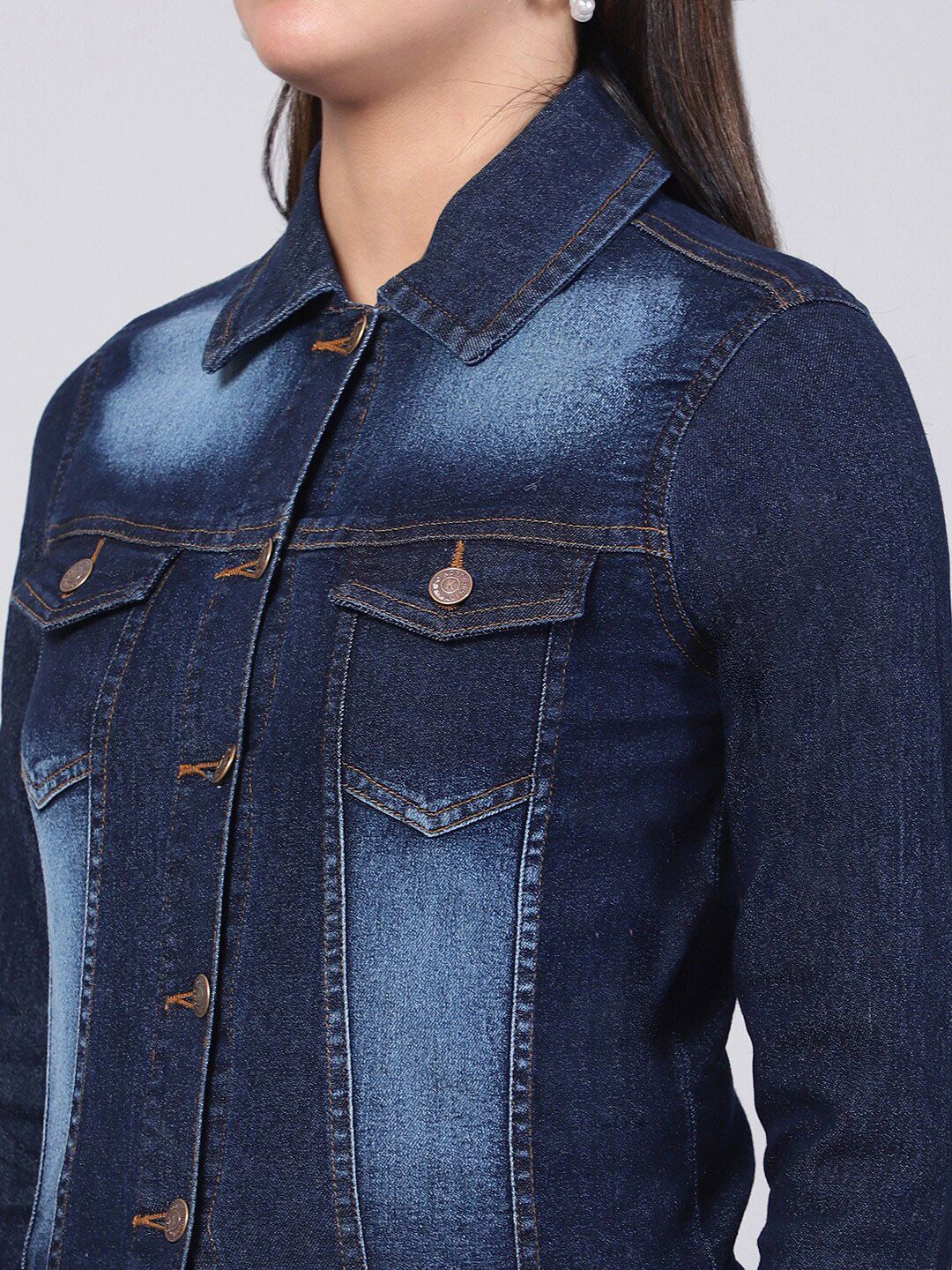 Kotty Women Washed Cotton Outdoor Denim Jacket 