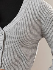 Kotty Women Ribbed Crop Cardigan