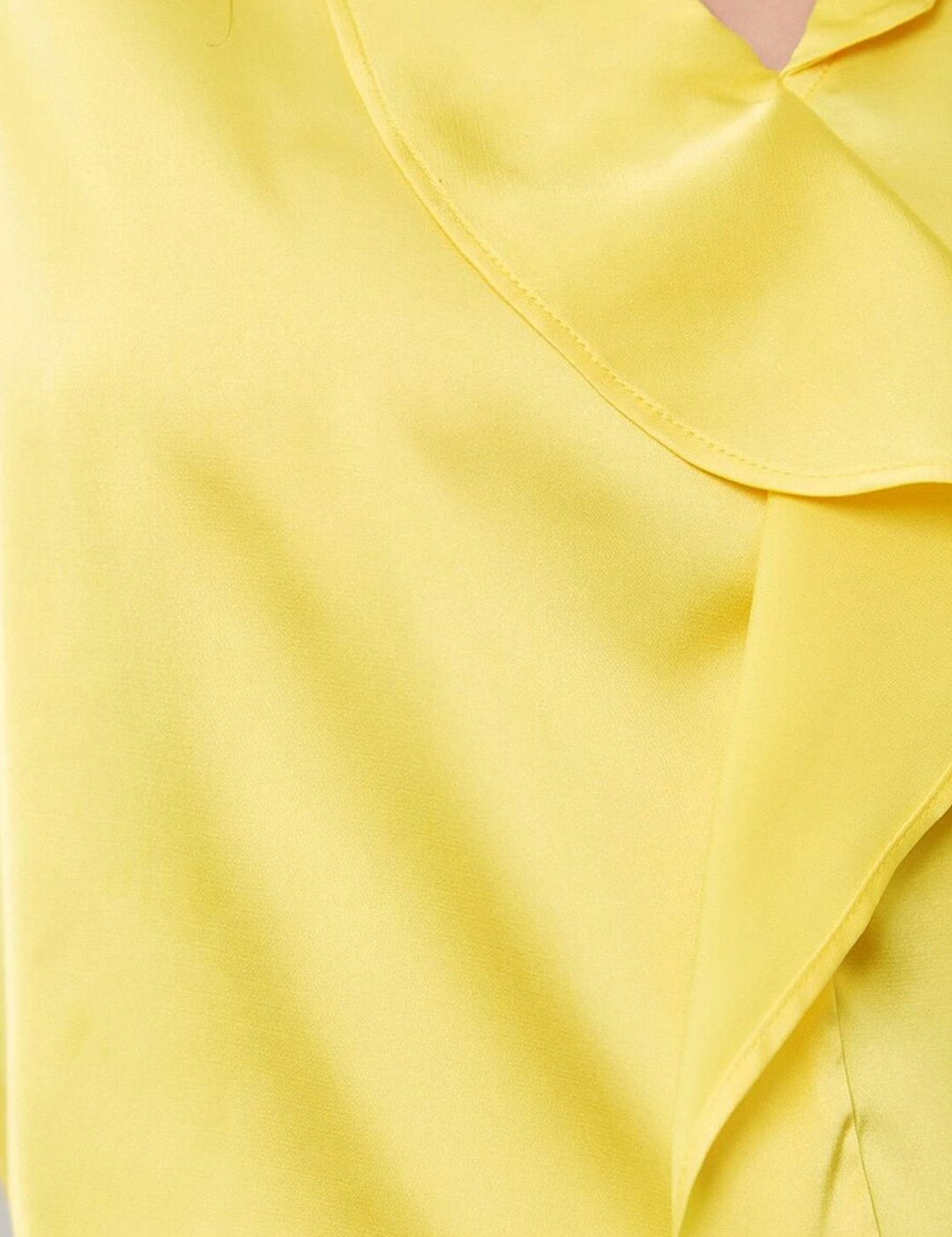 KOTTY BIZwear Yellow V-Neck Sleeveless Satin Top