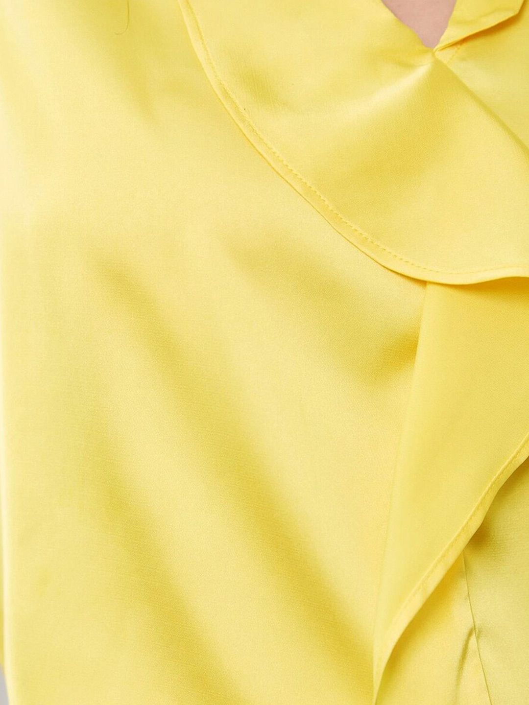 KOTTY BIZwear Yellow V-Neck Sleeveless Satin Top