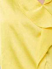 KOTTY BIZwear Yellow V-Neck Sleeveless Satin Top
