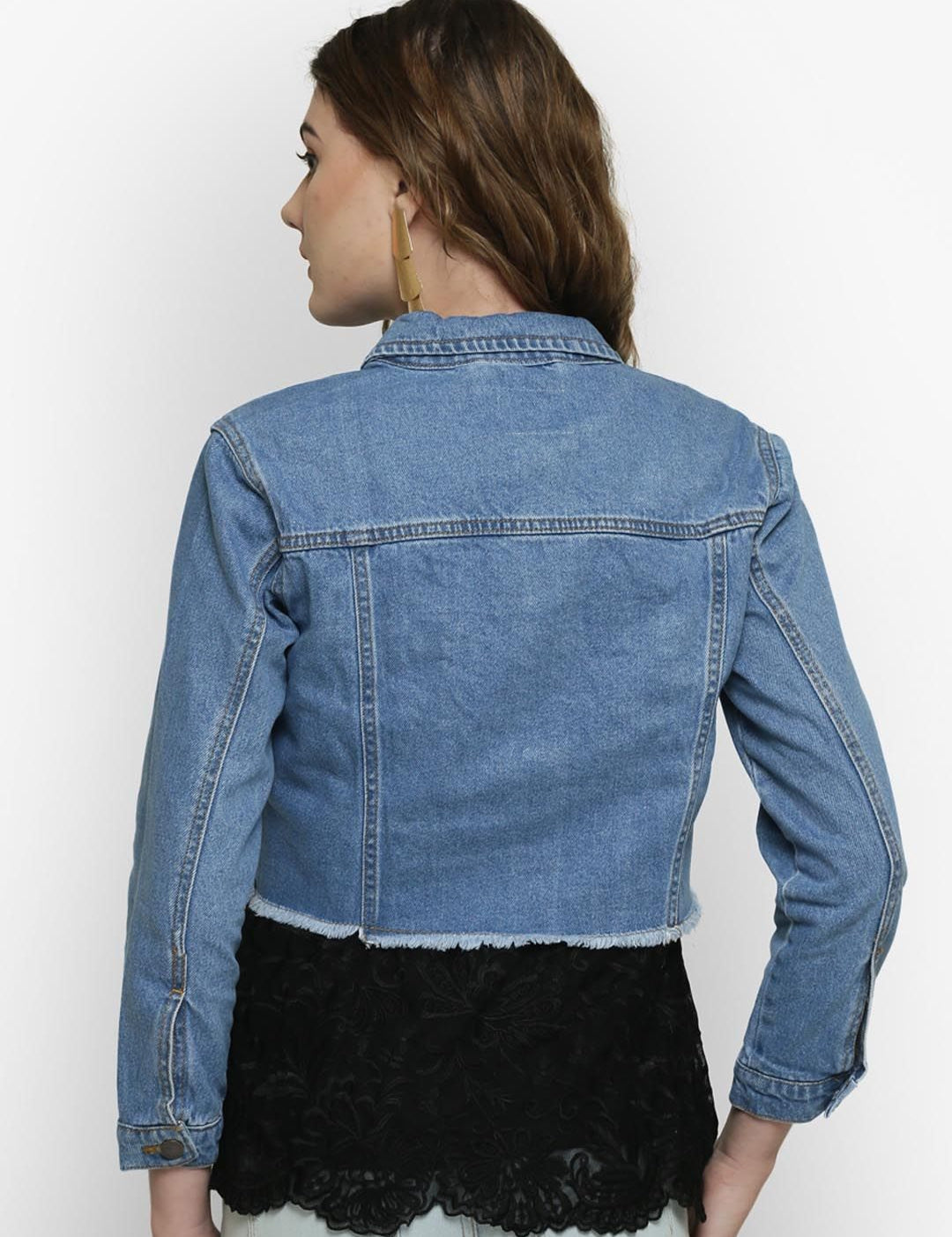 Kotty Women Blue Solid Denim Jacket