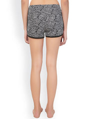 Kotty Women Black & White Geometric Printed Lounge Shorts