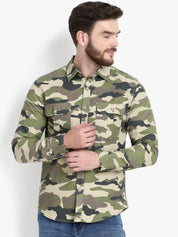 Kotty Men Khaki Printed Lightweight Denim Jacket