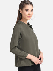 Kotty Women Green Solid Pure Cotton Top