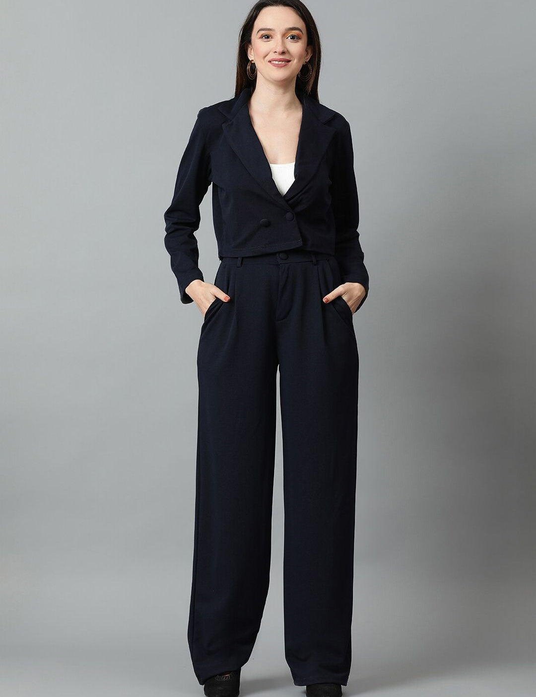 KOTTY BIZwear Basics Notched Lapel Collar Blazer With Trousers