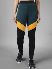 Kotty Women Black & Yellow Colourblocked Tights