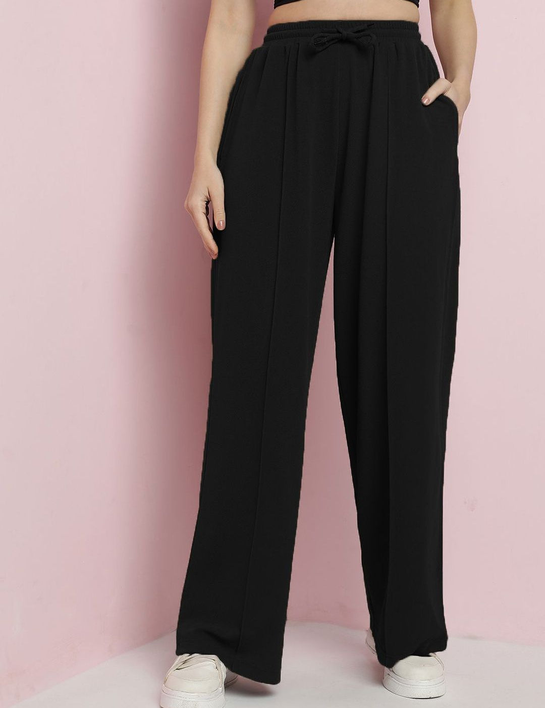 Kotty Women Solid Relaxed High-Rise Easy Wash Trousers