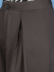 Kotty Women Relaxed Straight Fit High-Rise Easy Wash Pleated Wide Leg Trousers