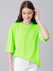 KOTTY Basics Round Neck Drop-Shoulder Sleeves Oversized T-shirt