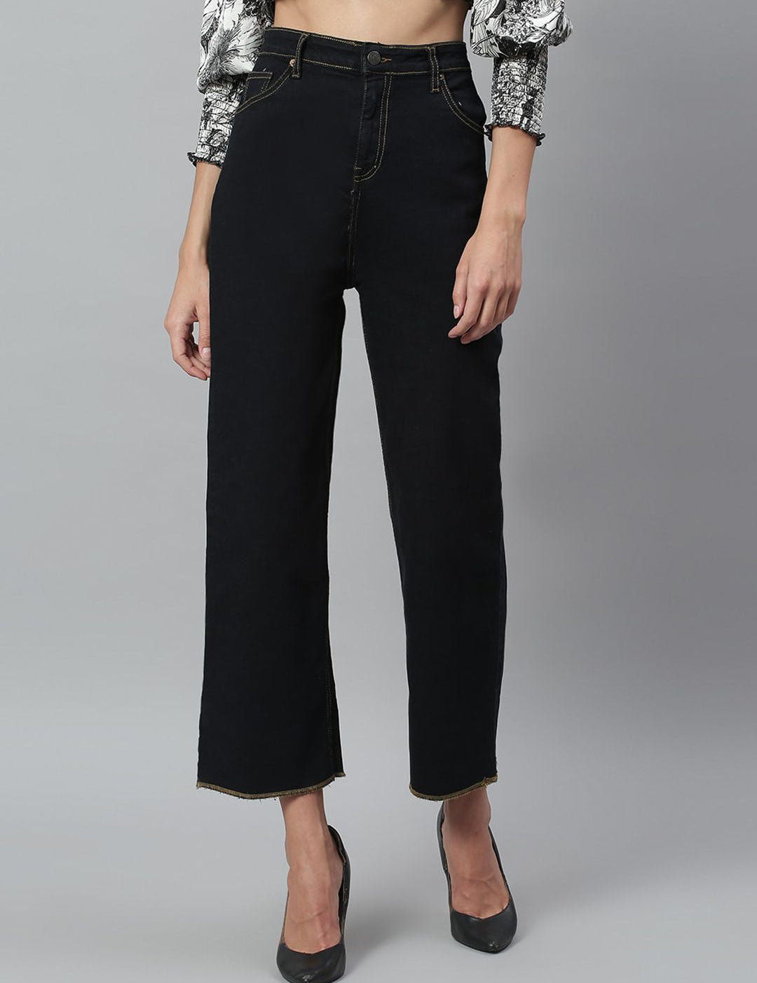 Kotty Women Black No Fade Clean Look Flared Jeans