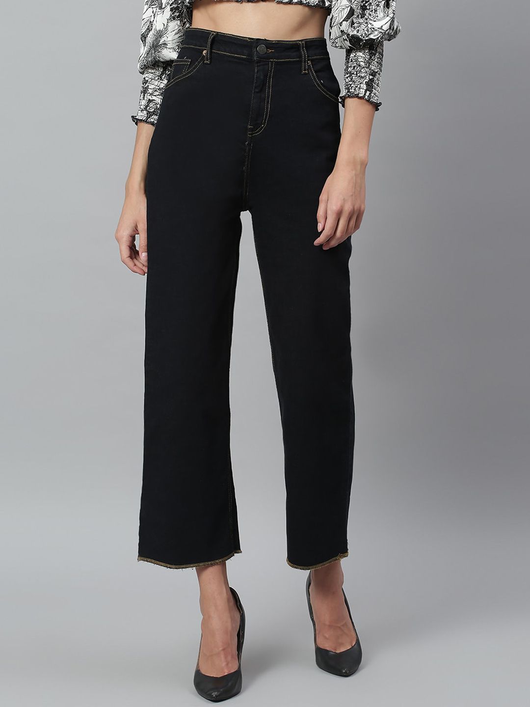 Kotty Women Black No Fade Clean Look Flared Jeans