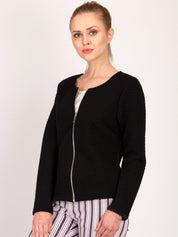 Kotty Women Black Self Design Tailored Jacket