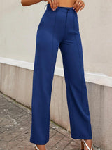 Kotty Women Relaxed Straight Leg Straight Fit High-Rise Easy Wash Parallel Trousers