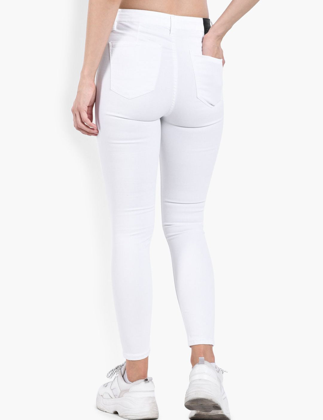 Kotty Women White Skinny Fit High-Rise Clean Look Stretchable Jeans
