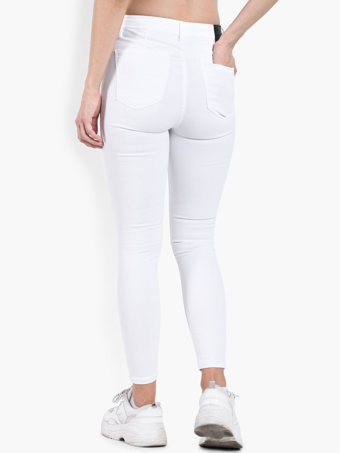 Kotty Women White Skinny Fit High-Rise Clean Look Stretchable Jeans
