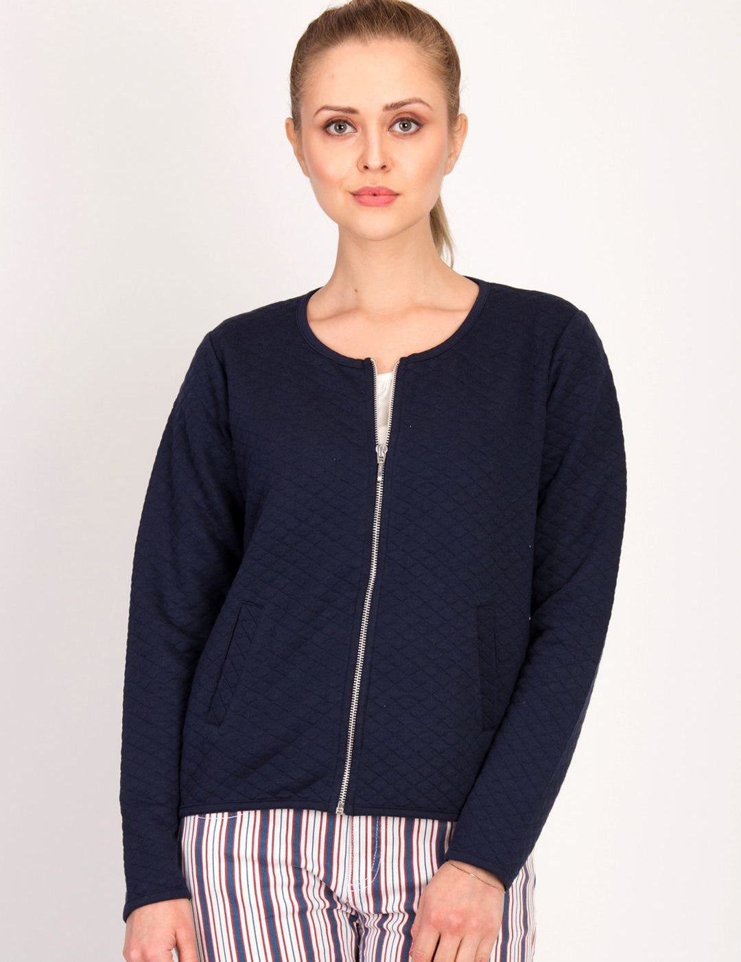 Kotty Women Blue Self Design Open Front Jacket