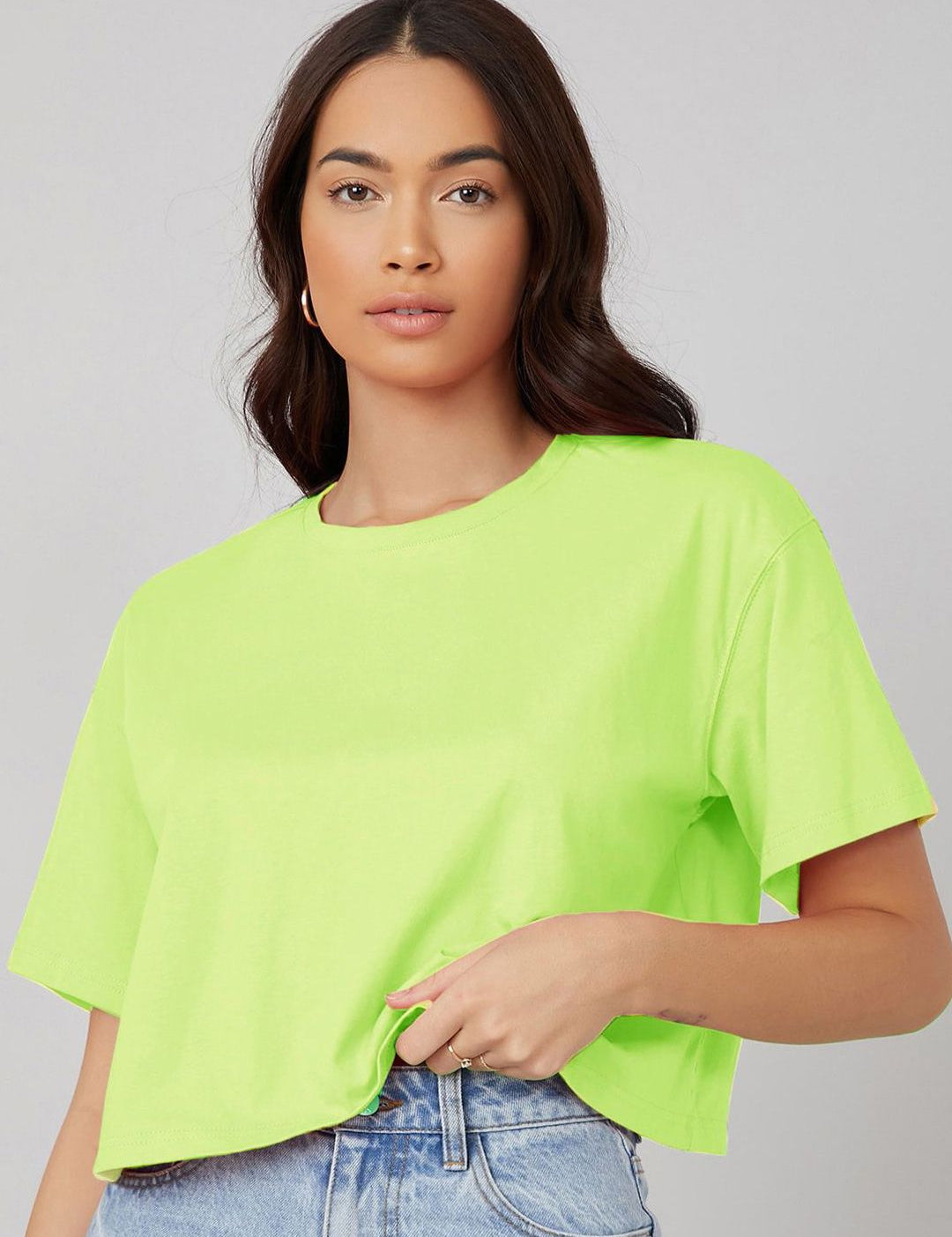 KOTTY Basics Women Solid Round Neck  Oversized T-shirt