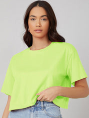 KOTTY Basics Women Solid Round Neck  Oversized T-shirt