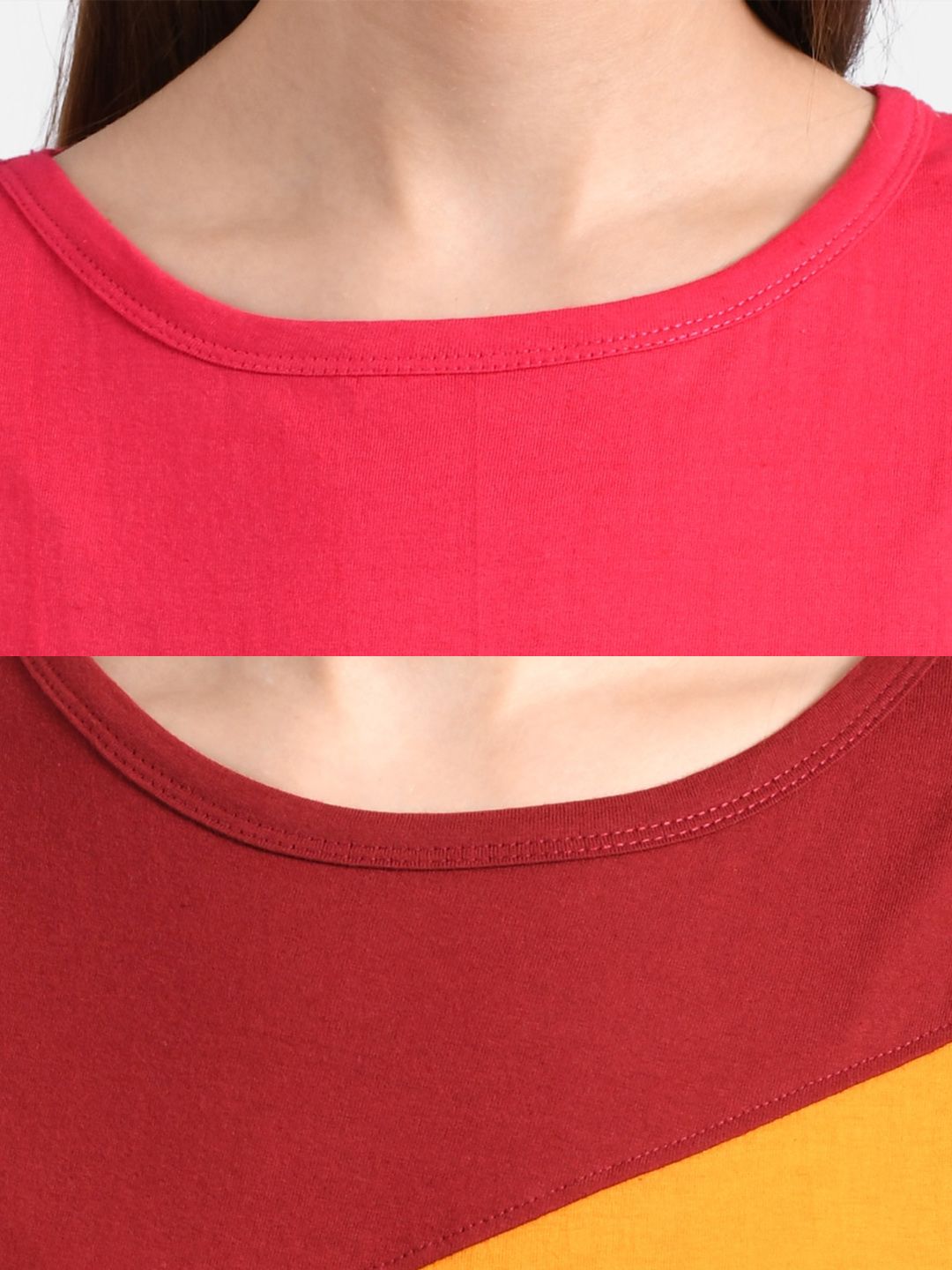 Kotty Women Pack Of 2 Yellow Colourblocked Round Neck T-shirt