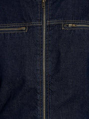 Kotty Men Navy Blue Solid Denim Jacket