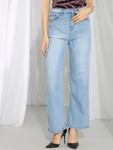 Kotty Women Blue Straight Fit High-Rise Light Fade Stretchable Jeans