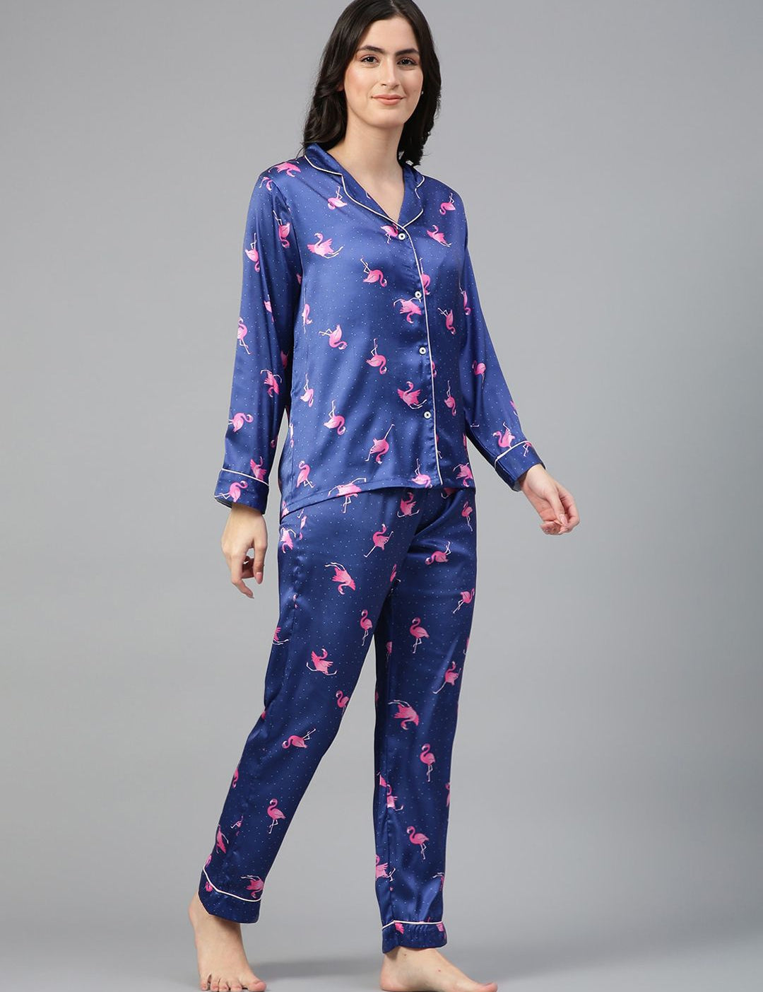Kotty Conversational Printed Satin Night Suit