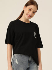 Kotty Round Neck Drop-Shoulder Sleeves Oversized T-shirt