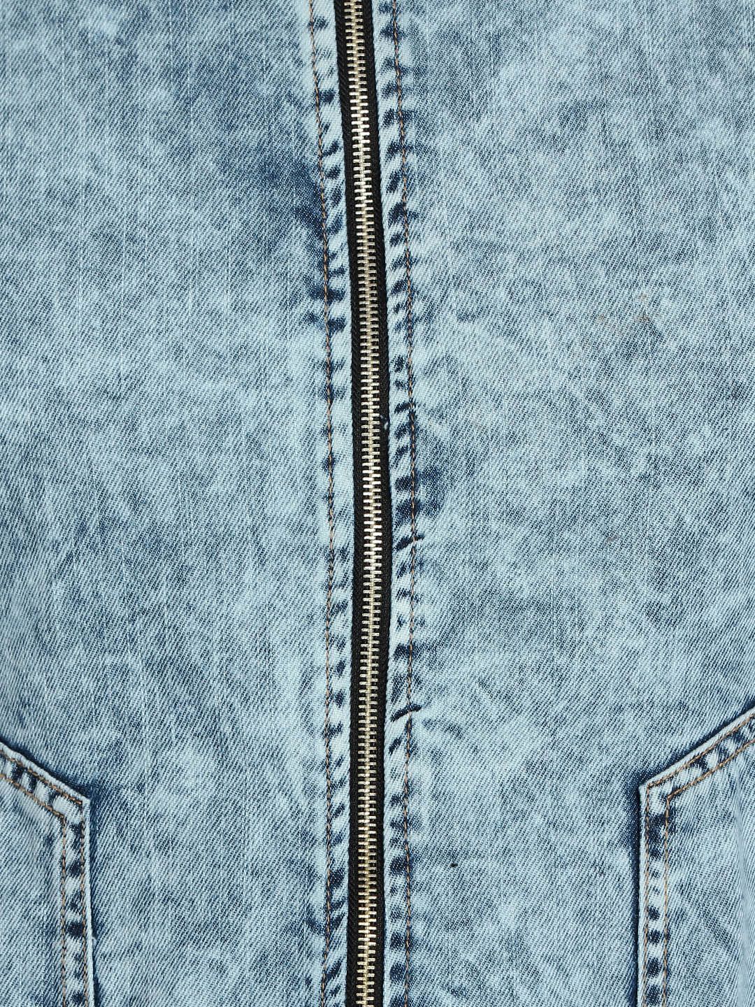 Kotty Men Blue Solid Denim Jacket