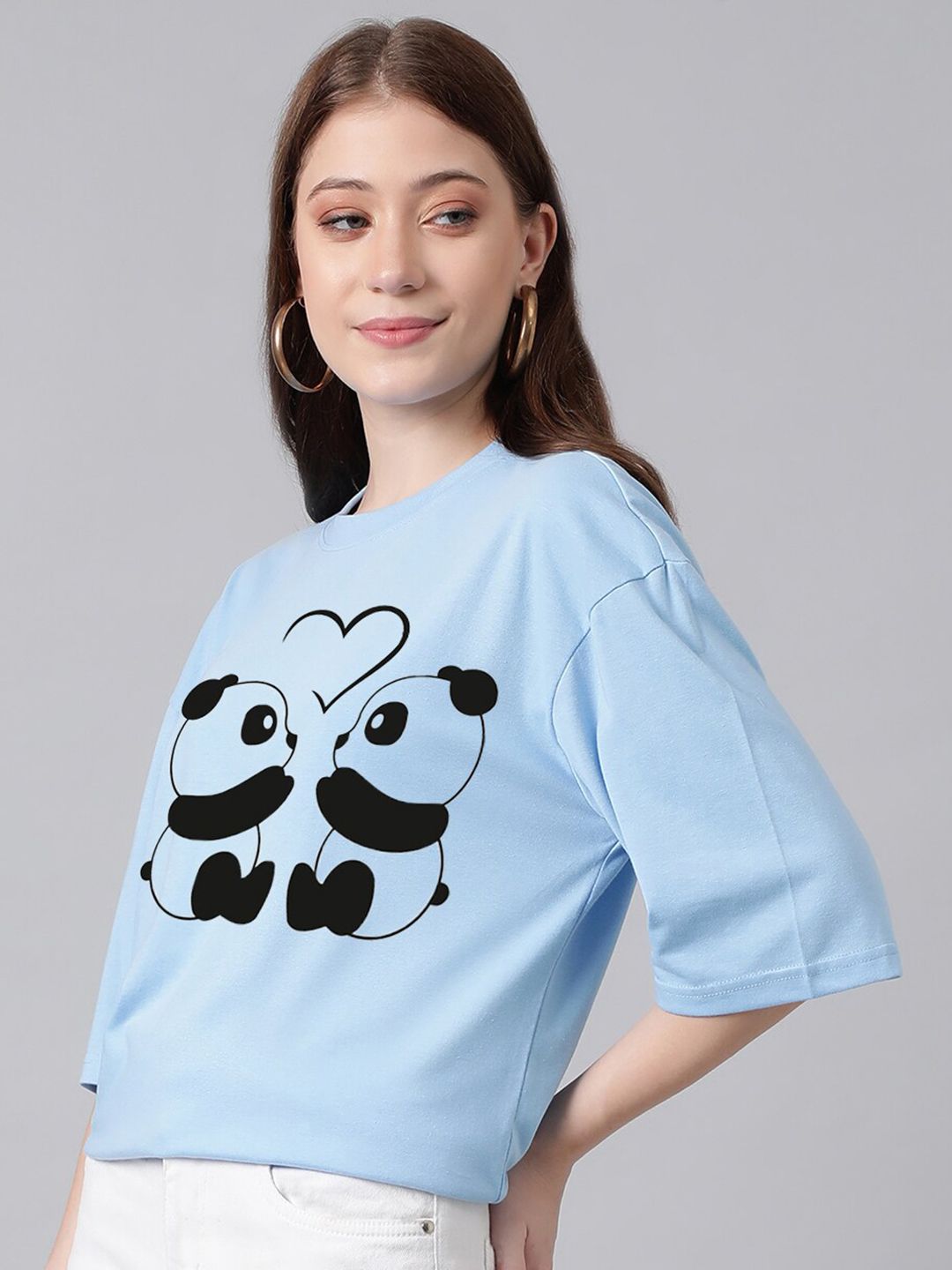 Kotty Graphic Printed Round Neck Drop-Shoulder Sleeves Oversized Fit Cotton T-Shirt