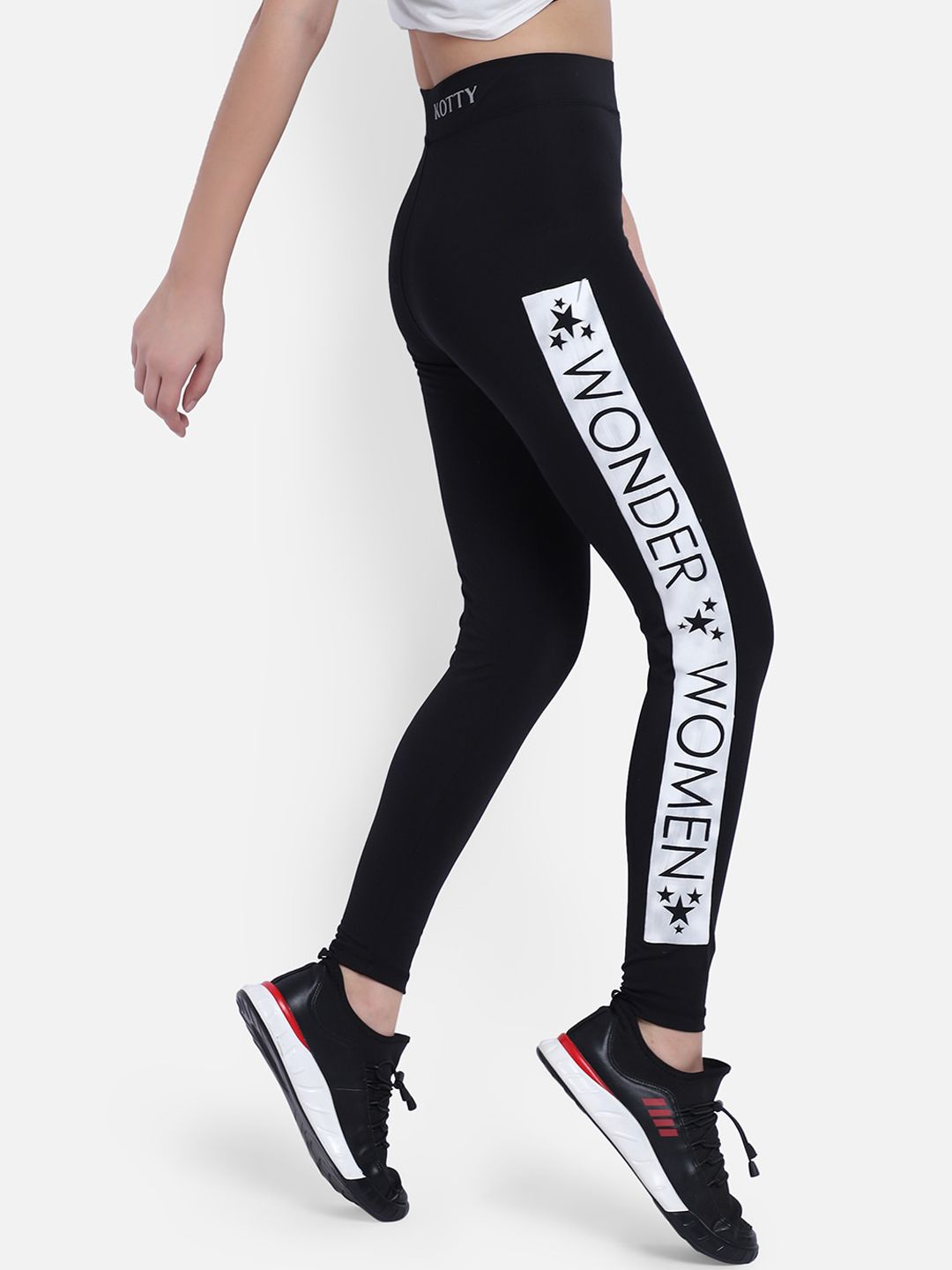 Kotty Women Black & White Printed Tights