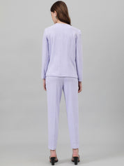 Kotty Purple Collarless Long Sleeves Blazer With Trousers