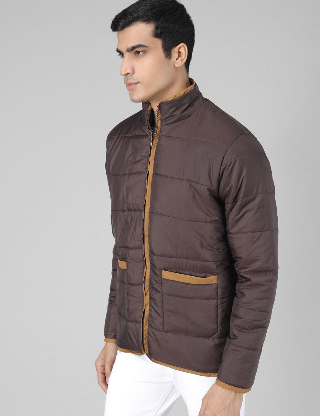 Kotty Men Brown Solid Padded Jacket