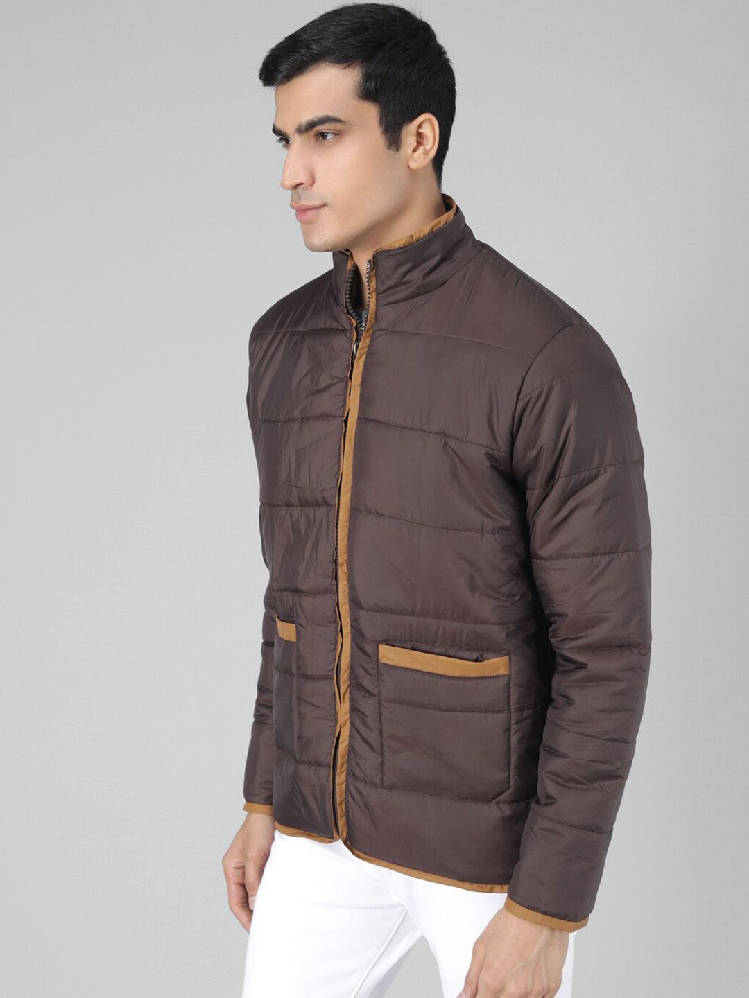 Kotty Men Brown Solid Padded Jacket