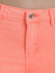 Kotty Women Orange Skinny Fit High-Rise Clean Look Cropped Jeans