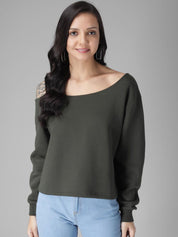 Kotty Women Green Solid Sweatshirt