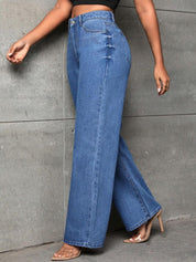 Kotty Women Blue Jean Straight Fit High-Rise Light Fade Clean Look Stretchable Jeans