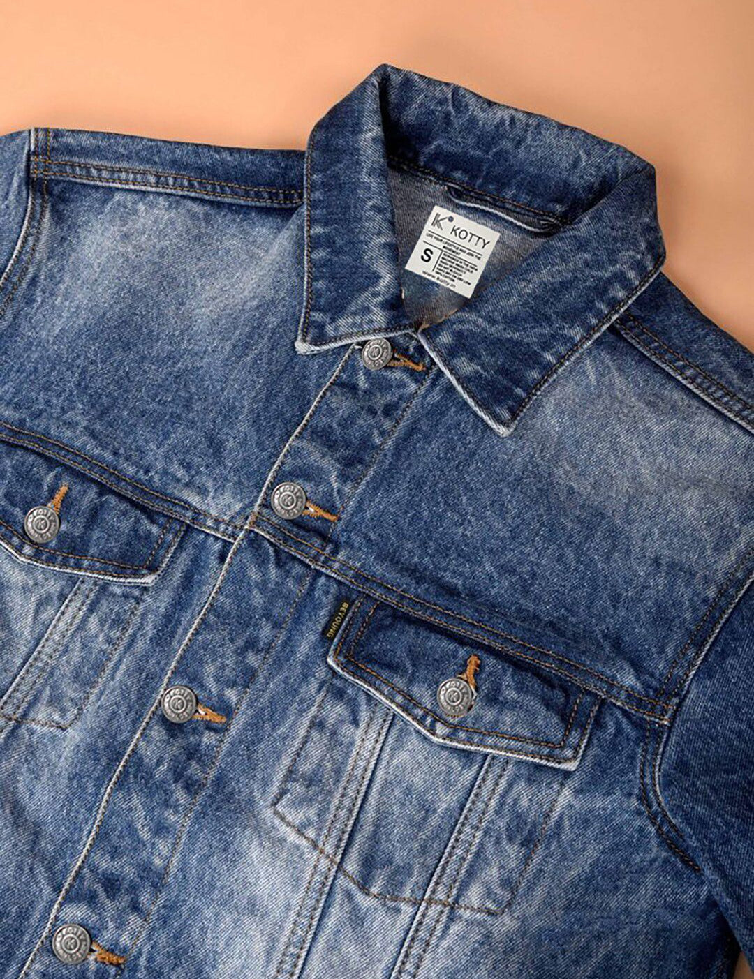 Kotty Spread Collar Long Sleeves Denim Jacket