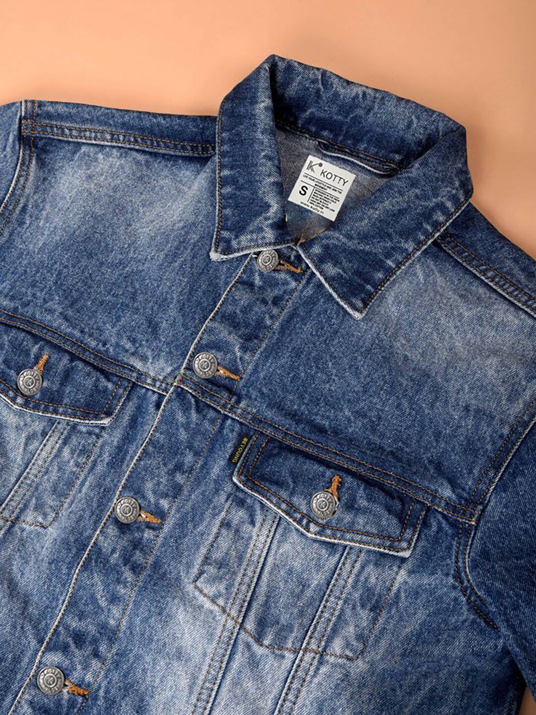 Kotty Spread Collar Long Sleeves Denim Jacket