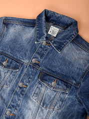 Kotty Spread Collar Long Sleeves Denim Jacket