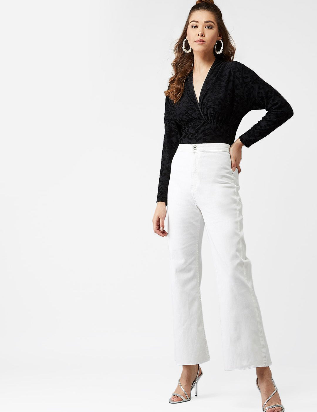 Kotty Women White Flared High-Rise Clean Look Jeans